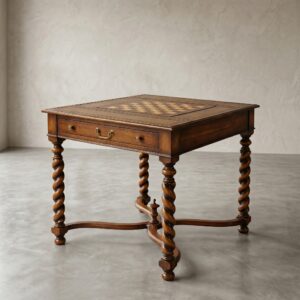 Game Table Chess Checkers Backgammon 0.87 m Walnut