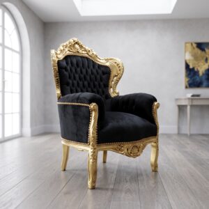 Baroque Armchair Black-Gold