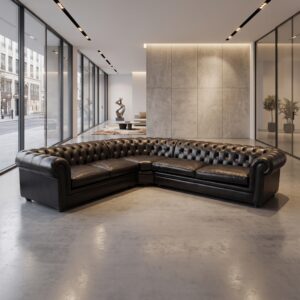 Chesterfield Sofa Corner Sofa Black 2.75 m x 2.90 m