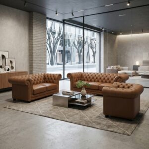 Chesterfield Couch Leather Cognac