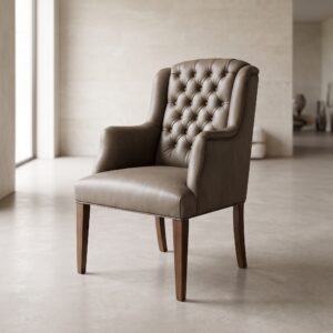 Chesterfield Dining Chair Leather Taupe