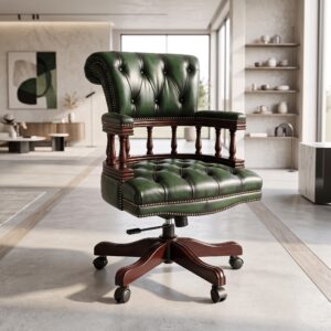 Chesterfield Office Chair Leather Green