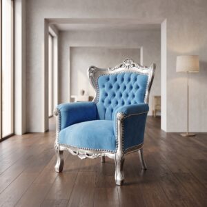 Mini Baroque Seat Blue-Silver