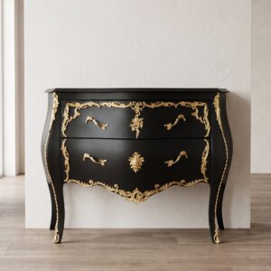 Chest of drawers Baroque style Black 1.18 m