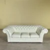 Chesterfield Sofa Leather Cream White 2.30 m - Image 2