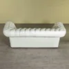 Chesterfield Sofa Leather Cream White 2.30 m - Image 9