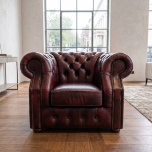 Chesterfield Armchair Leather Red-Brown
