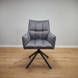 Retro Design Dining Chair Gray PU Leather