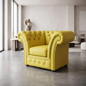 hesterfield Armchair Leather Yellow