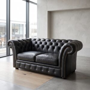 Chesterfield Sofa Leather Anthracite 1,85 m