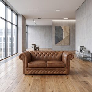 Chesterfield Sofa Leather Mocca 1.85 m