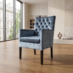 Chair with Armrests Blue Velvet