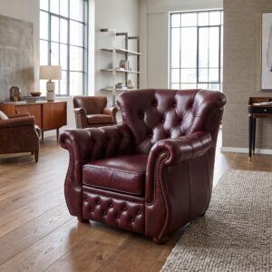 Chesterfield Armchair Leather Burgundy