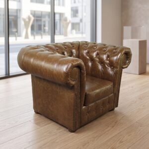 Chesterfield Armchair Leather Cognac