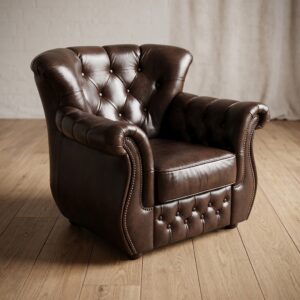 Chesterfield Armchair Leather Dark Brown
