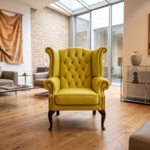 Chesterfield Armchair Leder Yellow