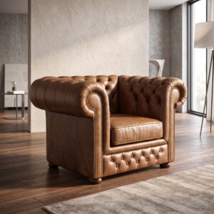 Chesterfield Armchair Leather Mocca