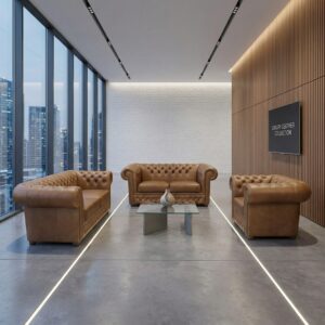 Chesterfield Sofa Set Cognac 3-2-1 Leather