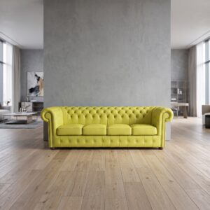 Chesterfield Sofa Leather Yellow 2.40 m