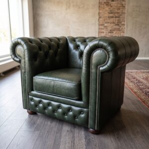 Chesterfield Armchair Leather Dark Green