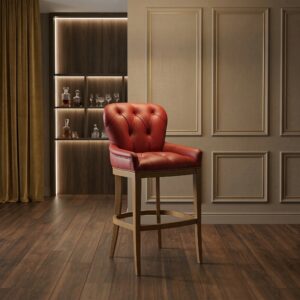 Chesterfield Bar Stool Leather Red