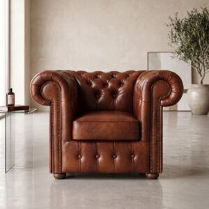 Chesterfield Armchair Leather Cognac