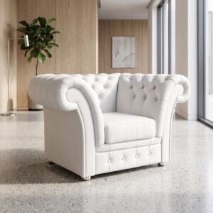 Chesterfield Armchair Leather White