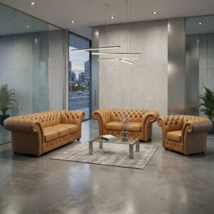 Chesterfield Sofa Cognac 3-2-1 Leather