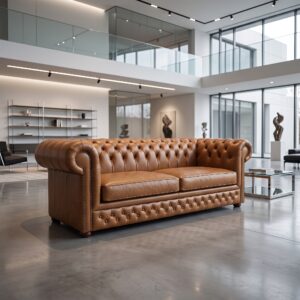 Chesterfield Sofa Leather Mocca 2.25 m