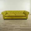 Chesterfield Sofa Leather Yellow 2.40 m - Image 2