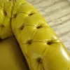 Chesterfield Sofa Leather Yellow 2.40 m - Image 10