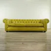 Chesterfield Sofa Leather Yellow 2.40 m - Image 3