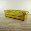 Chesterfield Sofa Leather Yellow 2.40 m - Image 4