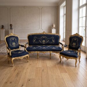 Sofa Neo-Baroque 3-1-1 Gold-Blue