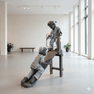 Sculpture Decoration Children Bronze 1.06 m