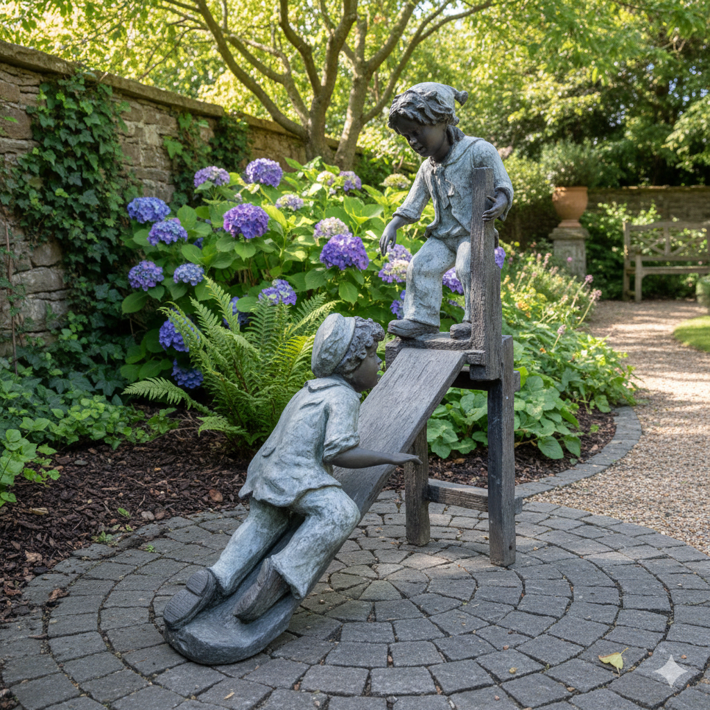 Sculpture Decoration Children Bronze 1.06 m - Image 2