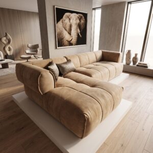 Corner sofa Leather Camel 1,55 m x 3,00 m