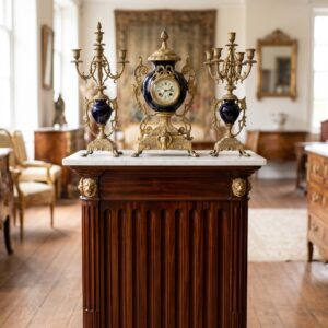 Mantel Clock Jugendstil 1910 Porcelain Bronze