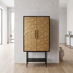 Cabinet Solid Wood Black-Gold 0,70 m