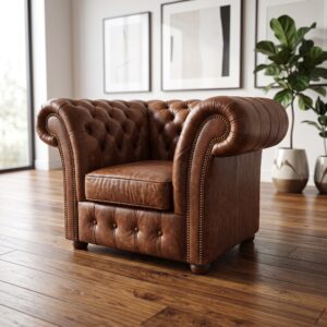 Chesterfield Armchair Leather Brown