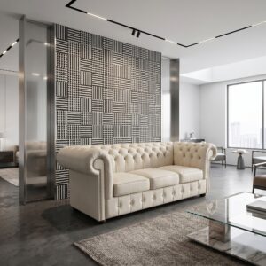 Chesterfield Sofa leather Cremewhite 2,05 m