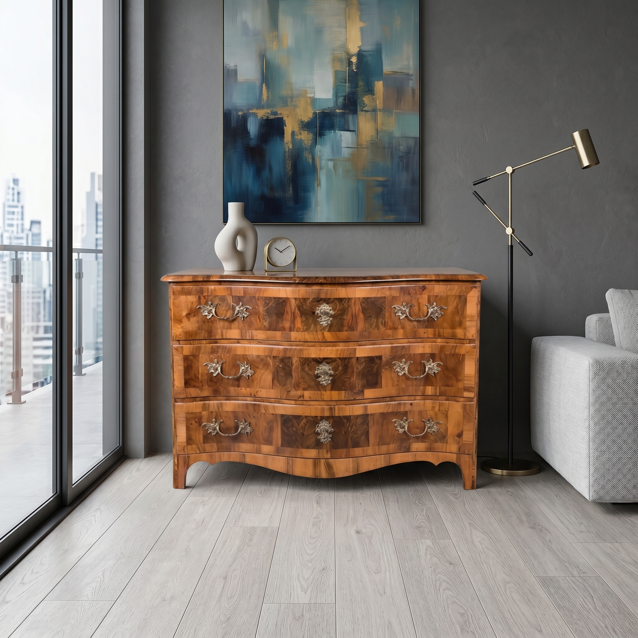Chest of Drawers Baroque 1780 Walnut - Image 2