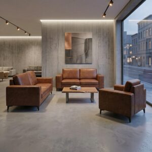 Sofa Leather Brown 2,5-2-1