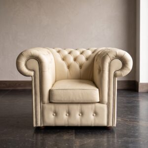 Chesterfield Armchair leather Cremewhite