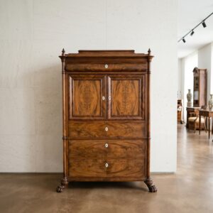 Silver Case Biedermeier 1850 Mahogany