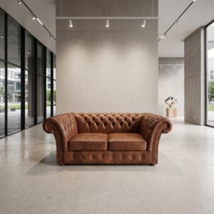 Chesterfield Sofa Leather Brown 2,00 m