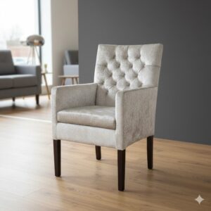 Dining Room Chair Velor Fabric Cream-White