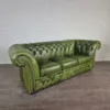 Chesterfield Sofa Green 3-2-1 Leather - Image 13