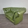Chesterfield Sofa Green 3-2-1 Leather - Image 9