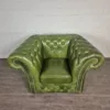 Chesterfield Sofa Green 3-2-1 Leather - Image 3